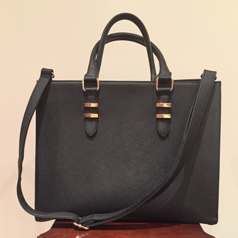 Black Expandable Satchel